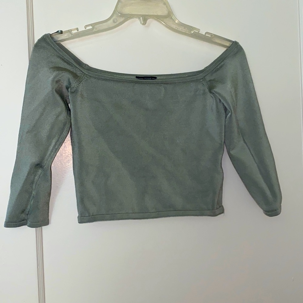 Guess green of shoulder crop top size: M